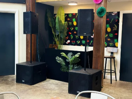 Speakers for DJ at wedding venue
