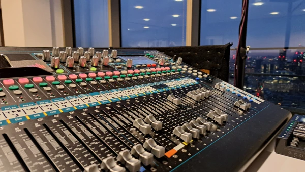 Mixing desk at corporate business event